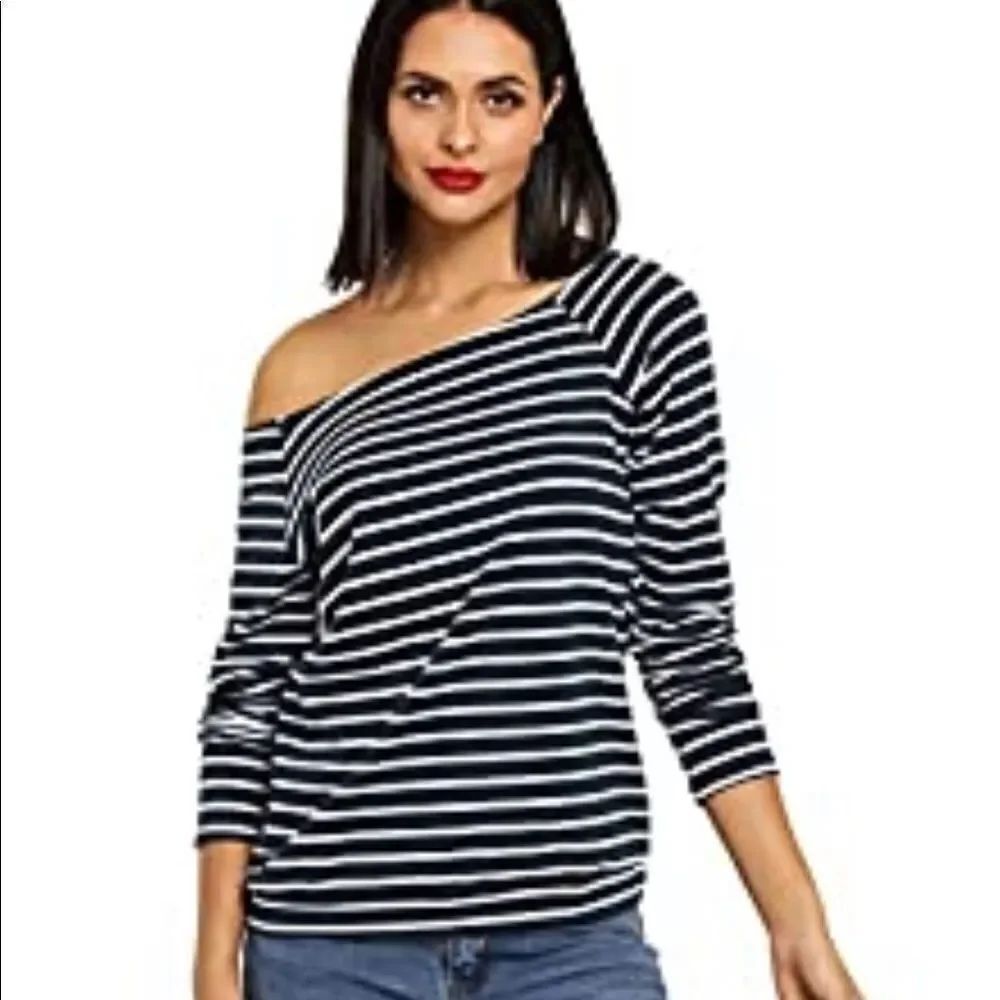 Navy & White Stripe Top